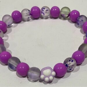 Paw Print Beaded Glass Bracelet